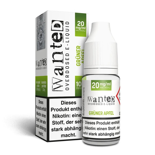 Wanted Overdosed grüner Apfel 10ml Nikotinsalz Liquid